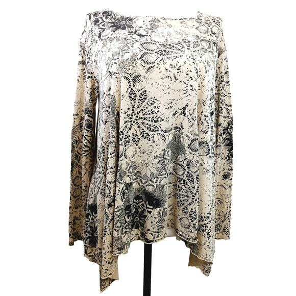 Peruvian Connection SZ M/L Boat-Neck Long Sleeve Pima Cotton Blend Swing Top - Picture 2 of 7